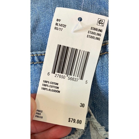 NWT Buffalo David Bitton Denim Skirt Size 30 High Rise Back Slit Raw Hem $79 - Picture 3 of 10